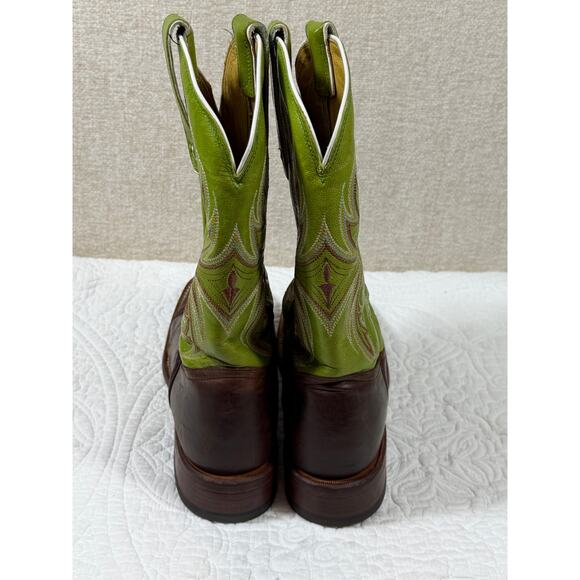 Tony Lama Men’s 8B Green Brown TL3031 Leather Western Cowboy Boots Handmade - Picture 8 of 11